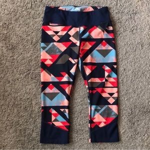 The North Face Flash Dry Blue Red Pink Geometric Patterned Cropped Leggings